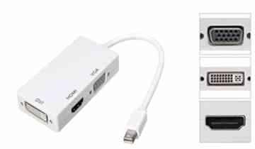 Zactech Thunderbolt Port Mini DP to HDMI/DVI/VGA Video Adapter for Apple Macbook, Macbook Pro, iMac, Macbook Air, Mac Mini, Surface pro 1 2 3, Thinkpad Carbon X1 series