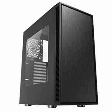 anidees AI-5S-BW ATX Mid Tower Silent PC-Gehäuse mit 3 Lüfter, Side Window – Schwarz