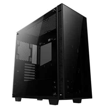 anidees AI-Crystal-Lite Steel / Tempered Glas ATX PC Gaming Gehäuse kompatibel mit E-ATX, Fanless – schwarz