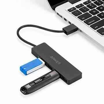 Anker Ultra Slim Extra Leicht 4-Port USB 3.0 Datenhub für Apple MacBook, MacBook Air, MacBook Pro, Mac Mini, iMac, MacPro, Windows Laptops und Ultrabooks, sowie PCs und weiteren USB 3.0 kompatiblen Geräten (Schwarz) -