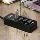 Atolla 4 Port USB 3.0 Hub Erweiterung Super Speed Datenhub Extra mit LED Ein Aus Schalter und 1 USB Power Charging Ladeanschluss für Apple MacBook,MacBook Air,MacBook Pro,Mac Mini,iMac,MacPro,Windows Laptops PCs und weiteren USB 3.0 kompatiblen Geräten(Schwarz) -