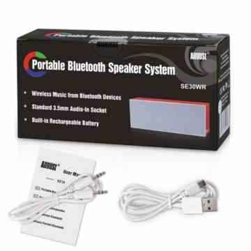 August SE30 – Tragbarer Bluetooth Lautsprecher (weiß-rot) -