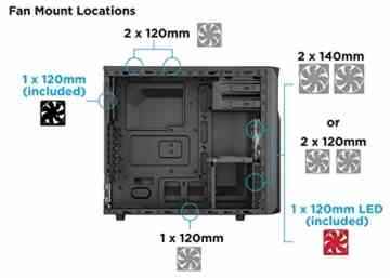 Corsair CC-9011057-WW Carbide Series Gaming PC-Gehäuse (SPEC-03, Seitenfenster, Mid-Tower ATX) schwarz mit blau LED Lüfter -