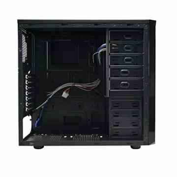 CrazyCase® PCCaseKB1x22 PC Gehäuse, Computer Gehäuse, ATX-Gehäuse Gaming Case, in Schwarz mit bunter LED Beleuchtung – geeignet für Case Modding, Power Gaming, inklusive Acrylglas Window Kit, 2x LED FAN, 1x USB 3.0, 1x USB 2.0, Front USB, ATX, Blaue LED B -