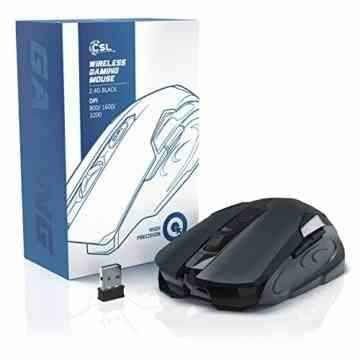 CSL – 2,4G Wireless Mouse Optical | kabellose optische Maus ( Funk ) | 3200 dpi Abtastrate | High Precision / High Grip / ergonomisches Design | optischer Sensor | 5 Tasten | schwarz -