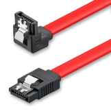 deleyCON [0,3m] S-ATA 3 Winkel-Kabel – flexibles PREMIUM SATA 3 HDD / SSD Datenkabel mit Clip – 1x Stecker gerade zu 1x Stecker 90° Grad gewinkelt – bis 6 GBit/s – Länge: 30cm / Farbe: Rot