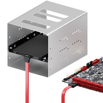 deleyCON [0,3m] S-ATA 3 Winkel-Kabel – flexibles PREMIUM SATA 3 HDD / SSD Datenkabel mit Clip – 1x Stecker gerade zu 1x Stecker 90° Grad gewinkelt – bis 6 GBit/s – Länge: 30cm / Farbe: Rot -