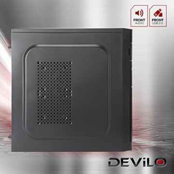 DEViLO PC 1215 – Intel Pentium G4400 Dualcore 2×3.3GHz | 8GB DDR4-2133 | 120 GB SSD | Intel 510 Grafik, HDMI, DVI, 4K-fähig | 24xDVD-RW | ASUS | USB3.0 | HD-Sound | Gigabit | Win7 -
