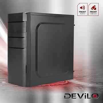 DEViLO PC 1248 – Intel Core i3-7100 Dualcore 2×3.9 GHz | 8GB DDR4-2133 | 500 GB SSD | Intel 630 Grafik, HDMI, DVI, 4K-fähig | 24xDVD-RW | ASUS | USB3.0 | HD-Sound | Gigabit | Win10 -