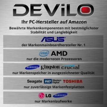 DEViLO Zenturio II Gaming PC AMD FX-6300 4.1GHz Turbo 6-Kern, 16GB RAM, GeForce GTX 1050Ti 4GB, 240GB SSD ASUS, USB3, DVD, Sound, LAN, Win10, Gamer Computer -