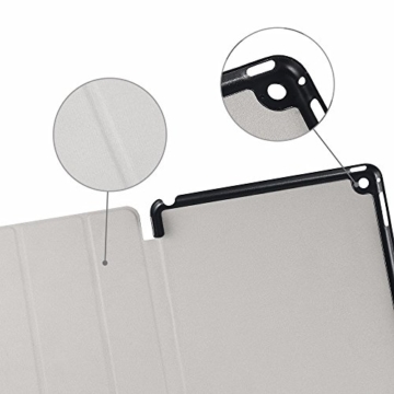 EasyAcc iPad Air 2 Smart Case Ledertasche Schutzhülle Bumper Hüllen Tasche Leder Hülle Ultra Slim Lederhülle Flip Case Etui mit Standfunktion / Auto Sleep Wake up für iPad Air 2 / ipad 6 – Schwarz, Kunstleder -