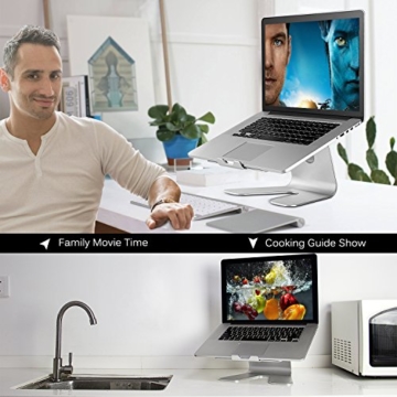 Elec3 Premium Aluminium Cooling Laptop Ständer für Apple Macbook, alle Notebooks, Tablets, eBook-Reader und Bücher Bis zu 17 Zoll (Silber) -