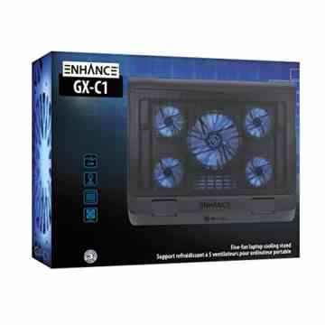 ENHANCE Notebook Kühler / Cooling Pad 5 LED Lüfter für HP Notebook Lenovo Ideapad 100 Asus E200HA Odys Winpad 10 12 Lenovo 100S HP i7 Gaming und mehr -