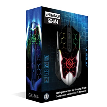 ENHANCE Optische Ergonomische LED Gaming Maus für Computerspiele wie Mass Effect Dawn of War III Tom Clancy’s Ghost Recon Minecraft Far Cry Primal Landwirtschafts-Simulator Schatten des Krieges usw. -