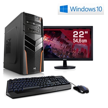 Entertain PC IDV FX-6300-2 inkl. Windows 10 Home – AMD Hexa-Core FX-6300 6× 3500 MHz, GeForce GTX 1060, 8GB RAM, 1TB HDD, 10in1 CardReader – 22″ LED Monitor, Gaming Tastatur-Maus Set -