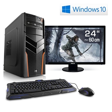 Entertain PC IDV FX-6300-3 inkl. Windows 10 Home – AMD Hexa-Core FX-6300 6× 3500 MHz, GeForce GTX 1050Ti, 8GB RAM, 1TB HDD, 10in1 CardReader – 24″ LED Monitor, Gaming Tastatur-Maus Set -