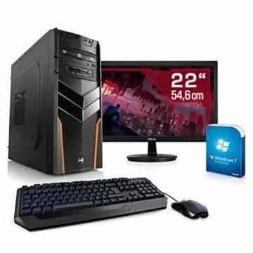 Entertain PC IDV FX-6300 inkl. Windows 7 Pro – AMD Hexa-Core FX-6300 6× 3500 MHz, GeForce GTX 750 Ti, 8GB RAM, 1TB HDD, 10in1 CardReader – 22″ LED Monitor, Gaming Tastatur-Maus Set -