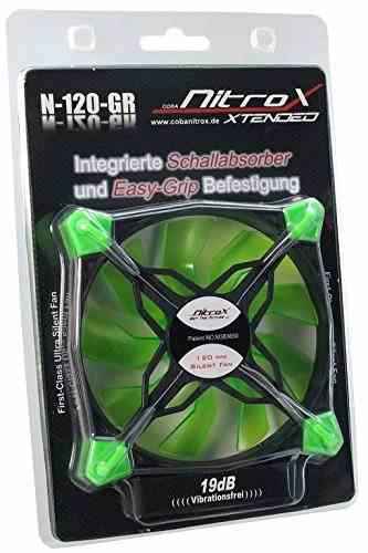 Gehäuse-Lüfter N-120-GR LED grün Gehäuselüfter für PC Computer 120mm sehr leise 19dB integriertes Dämpfungssystem -