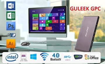Guleek GPC Pocket Wintel Mini PC Desktop PC Windows10 1080p HD Player mit Metallgehäuse Intel Atom Z8300 Quad-Core Cpu 2 GB Ddr3 32 GB Emmc 2.4 & 5.8 GHz Wifi Bluetooth 4.0 USB3.0 -