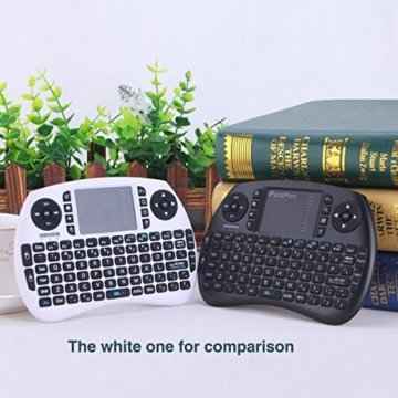 Hintergrundbeleuchtung Mini drahtlose Tastatur 2.4Ghz Schnurlose Tastatur mit Touchpad Maus Wireless Backlit Keyboard mit wiederaufladbare Batterie für Android tv box, Smart TV, Raspberry pi, HTPC, Mini PC, Google Smart TV, Linux, Windows, Mac -