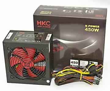 HKC® V-POWER 450 Watt ATX PC-Netzteil, Schutzschaltkreise: OPP, OCP, OVP, SCP, 20+4pin Stromversorgung, PFC, leise, 120mm FAN (V-450) -