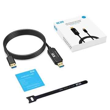 ICZI USB 3.0 Datenkabel, hochgeschwindigkeits PC zu PC USB Datenkabel, Datenaustausch zwischen 2 Computern, Vernickelt, Schwarz, für Windows und Mac, 1.5m (USB 3.0) -