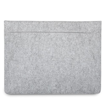 KANVASA Filz Laptop Sleeve 13 13,3 Zoll MacBook Air & Pro – Premium Laptoptasche Hülle Laptophülle Filztasche grau mit schwarzem Leder – Tasche für Notebook Ultrabook von Microsoft Acer HP Dell uvm. -
