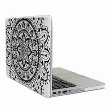 kwmobile Crystal Case Hülle für > Apple MacBook Pro Retina 13″ (Modelle ab Ende 2012 – Mitte 2016) < mit Aztec Blume Design - Schutzhülle Laptop Cover klar in Schwarz Transparent