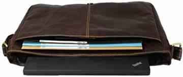 Laptop-Tasche „ATLANTA“ (15″) | Echtes Büffel-Leder | Notebook Umhängetasche Herren Damen Braun | By Alpenleder -