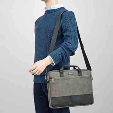 Laptoptasche 15.6 | Evecase Premium Doppelfarbige Umhängetasche mit Gepolstert Laptopfach, Fronttasche, Zubehörfach für Laptop in 15,6 Zoll – Waschbär Grau -