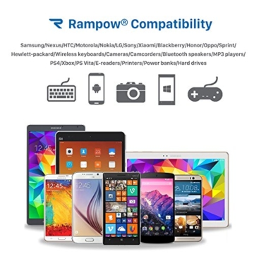 Micro USB Kabel Nylon 1m / 3.3ft [2-Pack] – Rampow® 2A Micro USB Schnellladekabel geflochtenes Samsung Ladekabel / Ladekabel Samsung – Lebenslange Garantie – High Speed Sync und Ladekabel für Android Smartphones, Samsung Galaxy, HTC, Huawei, Sony, Nexus, Nokia, Kindle und mehr – Space Grau -