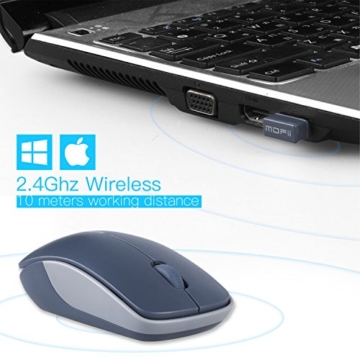MOFII 1200 DPI Wireless Maus mit 4 Energiesparmodus, kompatibel mit Windows 7, 8, 10, Windows XP, Vista und Mac OS (blau und grau) -