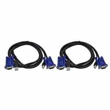 MP power @ 2 Port KVM USB Switch Box Switch-Adapter mit 2 Kabel – zwei Computer mit 1 Monitor / Maus / Tastatur / Drucker verbinden -