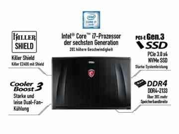 MSI GE62 6QC Apache 39,6 cm (15,6 Zoll) Notebook (Intel Core i7 -6700HQ (Skylake), 8GB DDR4 RAM, 1TB HDD, 128GB SSD, NVIDIA Geforce GTX 960M, Win 10 Home) schwarz -