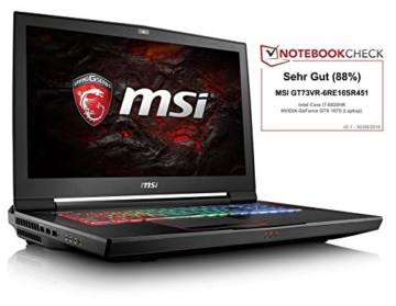 MSI GT73VR-6RF4K32SR451 43,9 cm (17,3 Zoll) 4K-UHD Notebook (Intel Core i7-6820HK, 32 GB RAM, 512 GB SSD + 1 TB HDD, NVIDIA GF GTX1080, Windows 10 Home) schwarz -