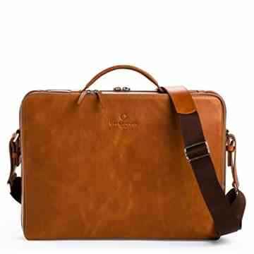 OFFERMANN Ledertasche Businesstasche Workbag L als Aktentasche und Umhängetasche braun -