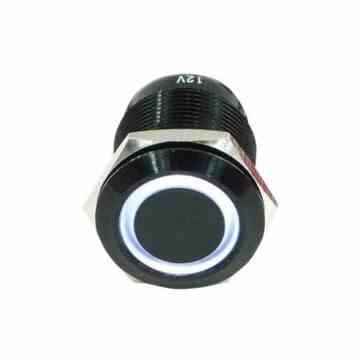 Phobya Vandalismus / Klingeltaster 16mm Aluminium schwarz, weiß Ring beleuchtet 5pin -