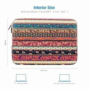 Plemo Laptophülle, Bohème Stil Canvas-Gewebe Hülle Sleeve Tasche für 38,1-39,6 cm (15-15,6 Zoll) Laptop / Notebook Computer / MacBook / MacBook Pro, Mystischen Wald -