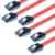 Poppstar 3x 0,5m Sata 3 HDD SSD Kabel mit Clip Steckern gerade, bis zu 6 Gb/s, rot -