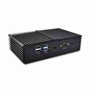 Qotom-Q310G4 Mini Micro Small Desktop PC Windows 10 Intel Celeron Dual Core Broadwell 3215U 1.7Ghz (4GB DDR3L RAM, 64GB SSD, WiFi, Bluetooth 4.0) 4 RJ45, USB3.0, USB2.0, COM, HD Video -