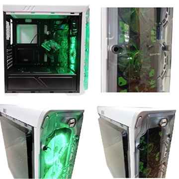 rgdigital – Case cortek Ghost weiß ATX 2.0 3 x Fan Lüfter 30 LED Grün Green inklusive ghostn USB 3.0 Gaming bis 8 Lüfter Nachrüstung, Käfig für Liquid Cooler -