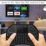 Rii i8 2.4GHz Wireless Kabellose Mini Tastatur (92 Keys DE QWERTZ)Ergonomische mit Touchpad-Maus und Ersatz Wiederaufladbare Li-ion Batterie für Smart TV, Raspberry Pi,Mini PC, HTPC, Computer und Konsolenspiele MacOS,Linux, Android,XBMC,Windows 2000 XP Vista 7 8 (Rii i8 Schwarz) -