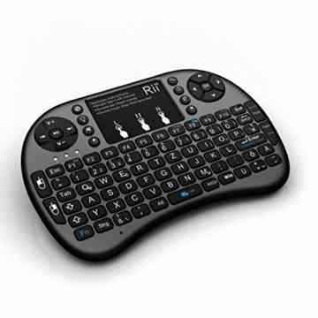 Rii Mini i8+ Bluetooth (Revision 2015) Schwarz mit Hintergrundbeleuchtung – Mini Wireless Tastatur mit Multitouch Touchpad perfekt für KODI, XBMC, Smart TV, Raspberry Pi, Mini PC, HTPC, Mac, Linux, Android, Windows 7, 8, 10 (Bluetooth schwarz) -
