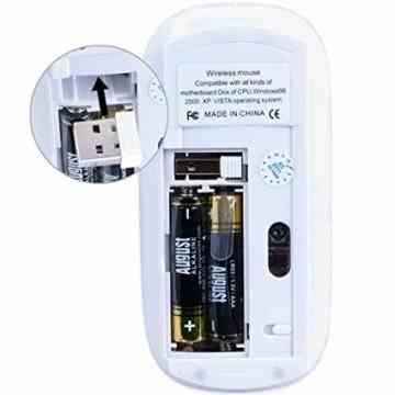 Schlank Wireless mini optische Maus mit USB-Empfänger 2.4G für Laptops / Desktop-PC /XP / Vista / Windows 7 / Windows 10 / Macintosh. Doppelseitiges Board – weiße Farbe in Hochglanz -