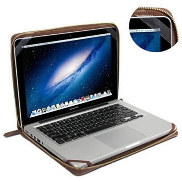 se7enline Premium Qualität Braun PU Leder Buch Clip auf Fall für Apple MacBook, mit transparente Tastaturabdeckung Macbook Pro Retina 13 inch Model A1502 / A1425 .Brown Map Pattern -