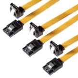 SET – 3x Poppstar PREMIUM S-ATA 3 HDD / SSD PREMIUM Datenkabel mit jeweils 1x Clip-Stecker gerade zu 1x 90 Grad Clip-Stecker / abwärtskompatibel zu älteren S-ATA (SATA 1 und 2) Versionen / Länge: 0,5m / schnelle Datenübertragung mit bis zu 6 GBit/s / Farbe: gelb -