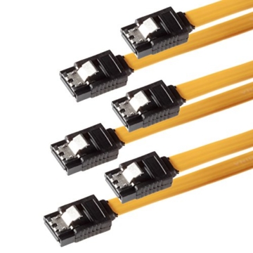 SET – 3x Poppstar S-ATA 3 Kabel SATA 3 HDD / SSD PREMIUM Datenkabel mit jeweils 2x 7-pin-Clip-Stecker gerade / Länge: 0,5m / schnelle Datenübertragung mit bis zu 6 GBit/s / gelb -