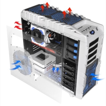 Thermaltake Overseer RX-I Snow Edition Big-Tower PC-Gehäuse (Extend ATX, 3x 5,25 externe, 5x 3,5 interne, eSATA, HD Audio, 2x USB 3.0) schwarz -