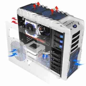 Thermaltake Overseer RX-I Snow Edition Big-Tower PC-Gehäuse (Extend ATX, 3x 5,25 externe, 5x 3,5 interne, eSATA, HD Audio, 2x USB 3.0) schwarz -