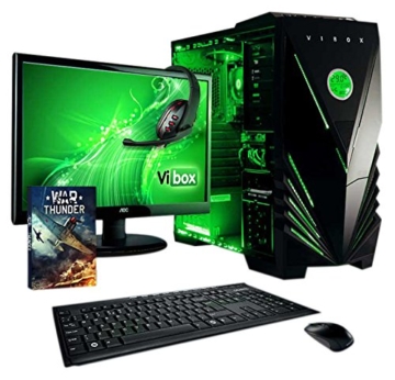 Vibox VBX-PC-5055 Vision Paket 2W 54,6 cm (21,5 Zoll) Gaming Desktop-PC (AMD A Series A4-6300, 8GB RAM, 1TB HDD, AMD Radeon HD 8370D, Win 10 Home) grün -